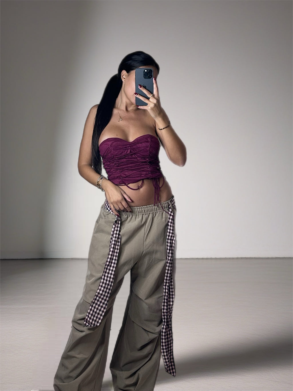 PANTA BAGGY SABBIA CON CINTURA