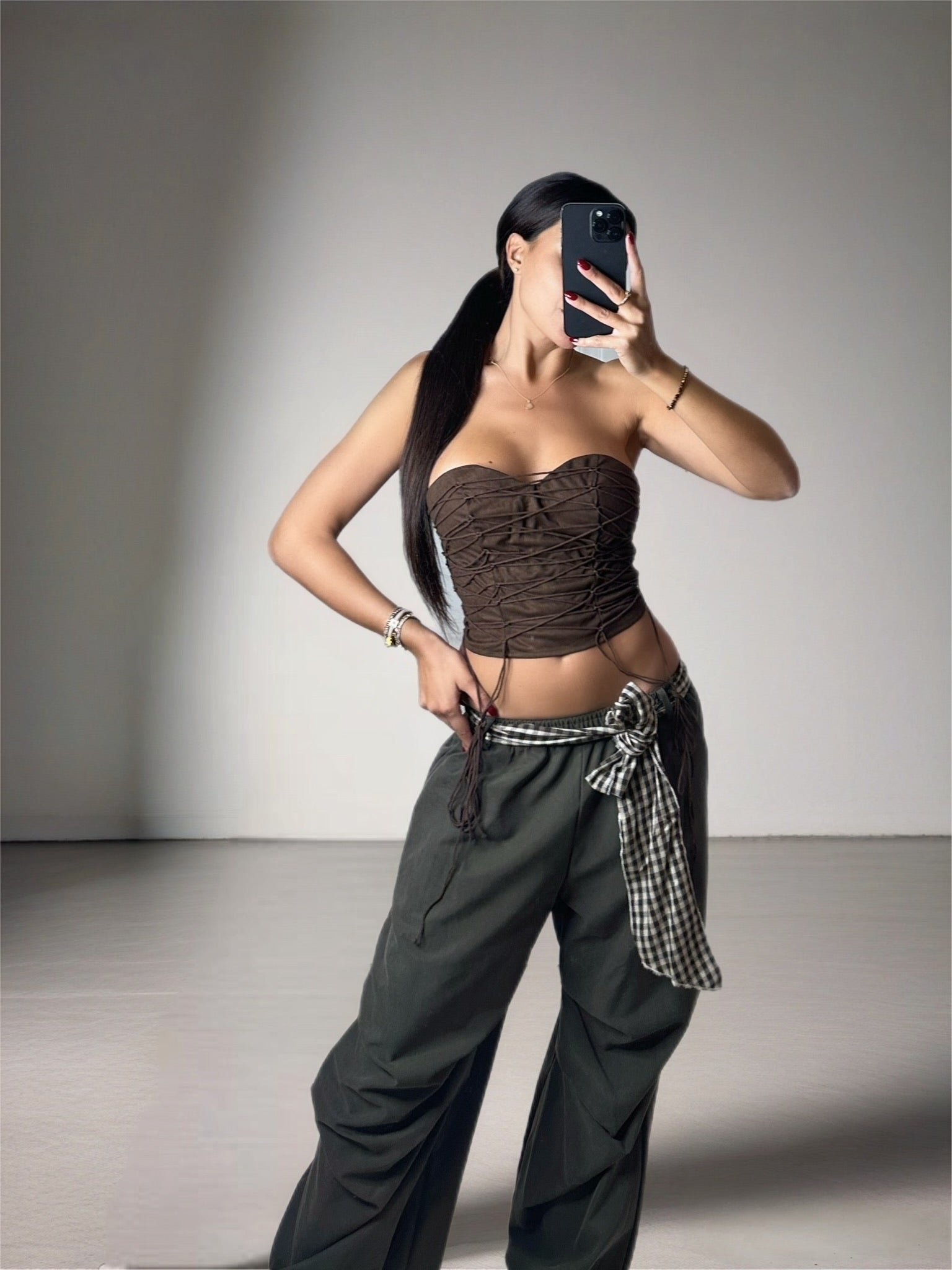 PANTA BAGGY VERDE OLIVA CON CINTURA