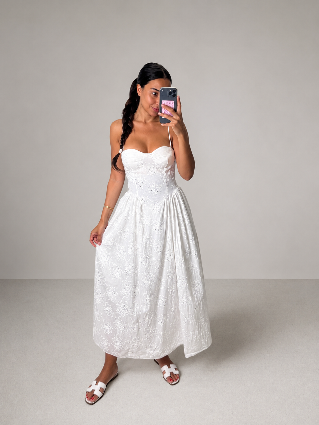 Abito Midi Romance Lungo Bianco