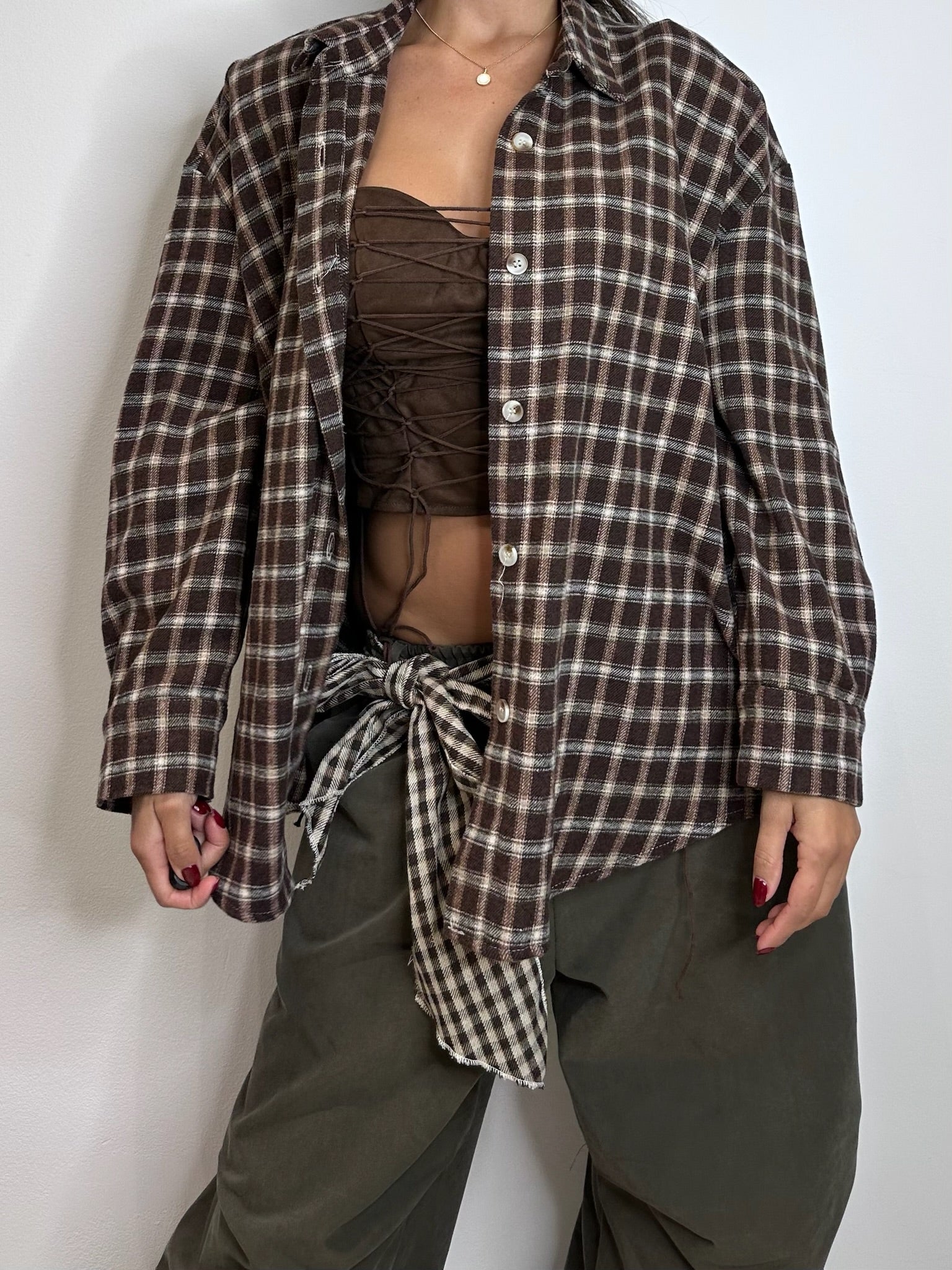 CAMICIA A QUADRETTI COTONE CALDO CON SPALLINE IMBOTTITE