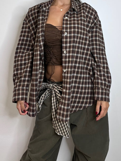 CAMICIA A QUADRETTI COTONE CALDO CON SPALLINE IMBOTTITE